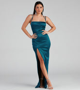 Selena High-Slit Satin Formal Dress