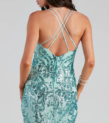 Aliyah Formal Sequin Lace Back Dress