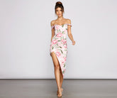 Floral Off The Shoulder Asymmetrical Midi Dress