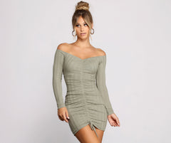 Totally Chic Ruched Knit Mini Dress