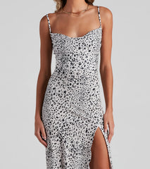 Jungle Cat Leopard Cowl Midi Dress