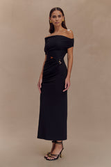 Kendra Scuba Jersey Midi Dress With Hardware - Black