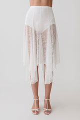 Haime Lace Hankie Midi Skirt - Ivory
