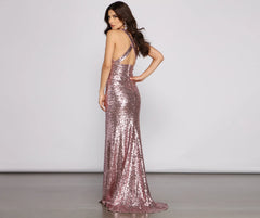 Bella High Slit Sequin Dress