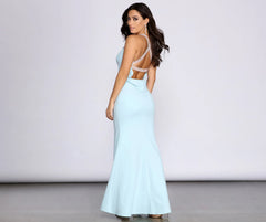Ramona Rhinestone Cross Back Crepe Dress