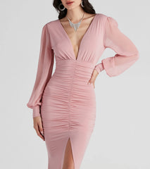 Piper High Slit Ruched Formal Dress