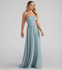 Adler Formal Metallic Sparkle A-Line Dress
