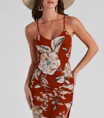 Tropical Nights V-Neck Midi Dress