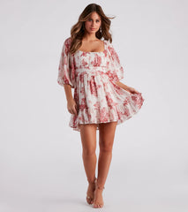 Sunday Girl Floral Chiffon Skater Dress
