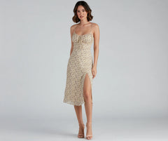 Floral Retreat Chiffon Sweetheart Midi Dress