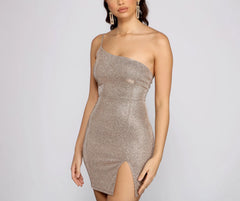 Glittery Babe One Shoulder Mini Dress