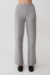 Evan Knit Wide Leg Pants - Grey Marle