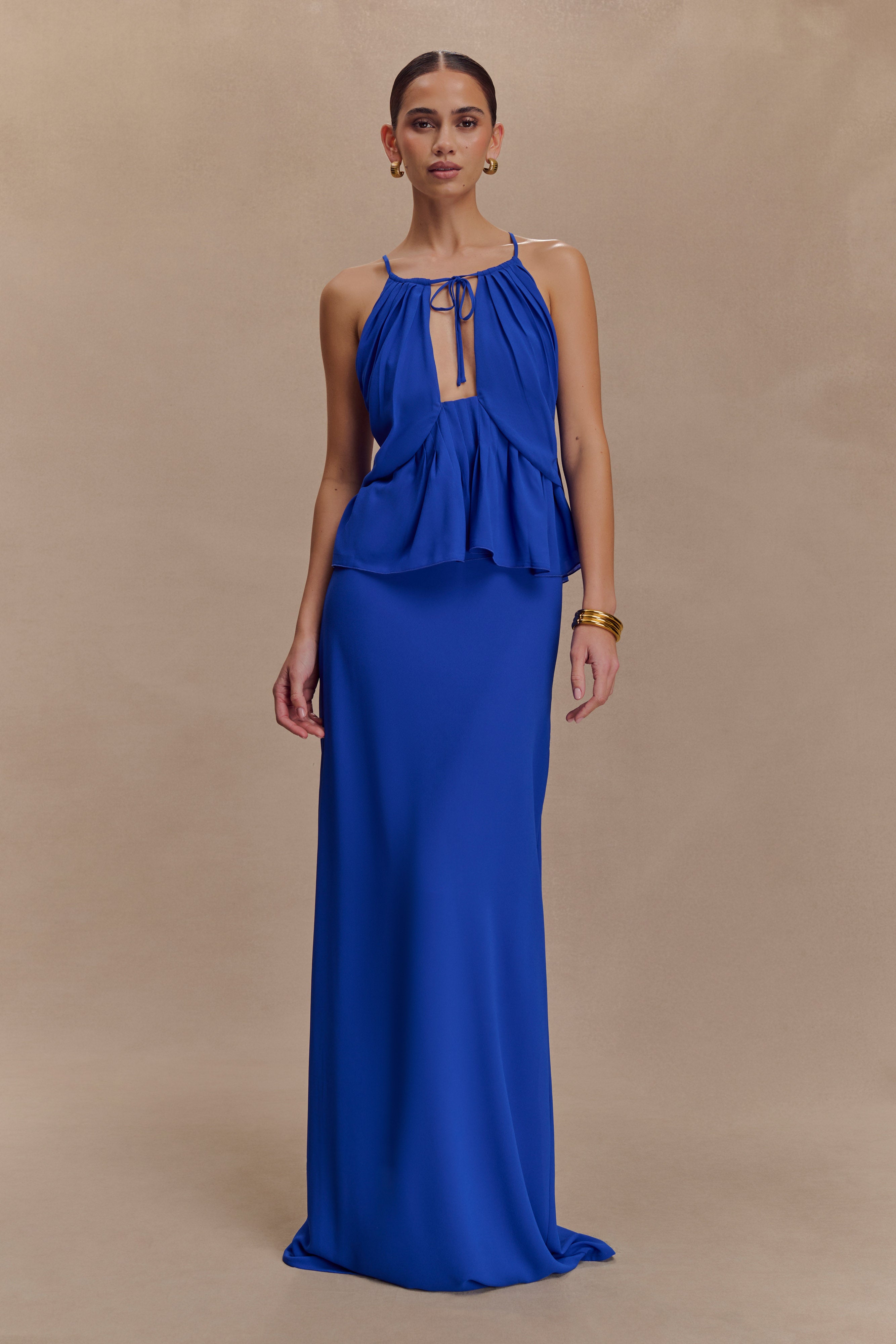 Korra Chiffon Halter Top - Cobalt Blue