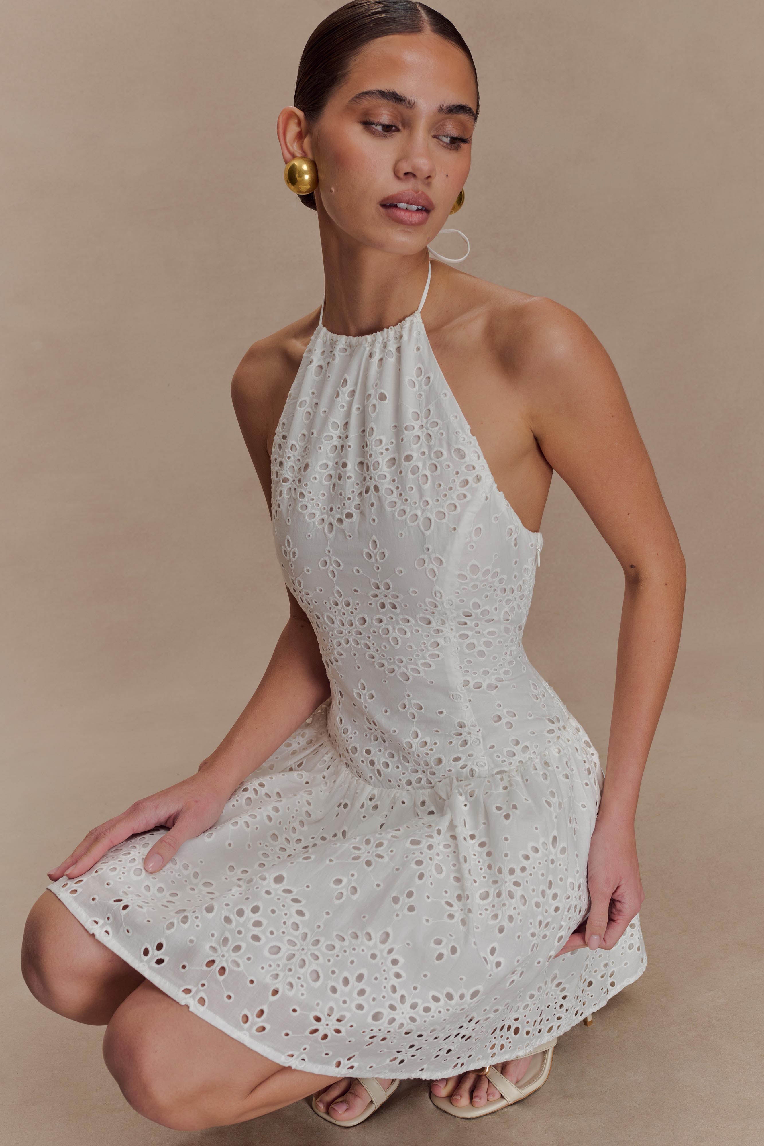 Carlina Broderie Mini Dress - White