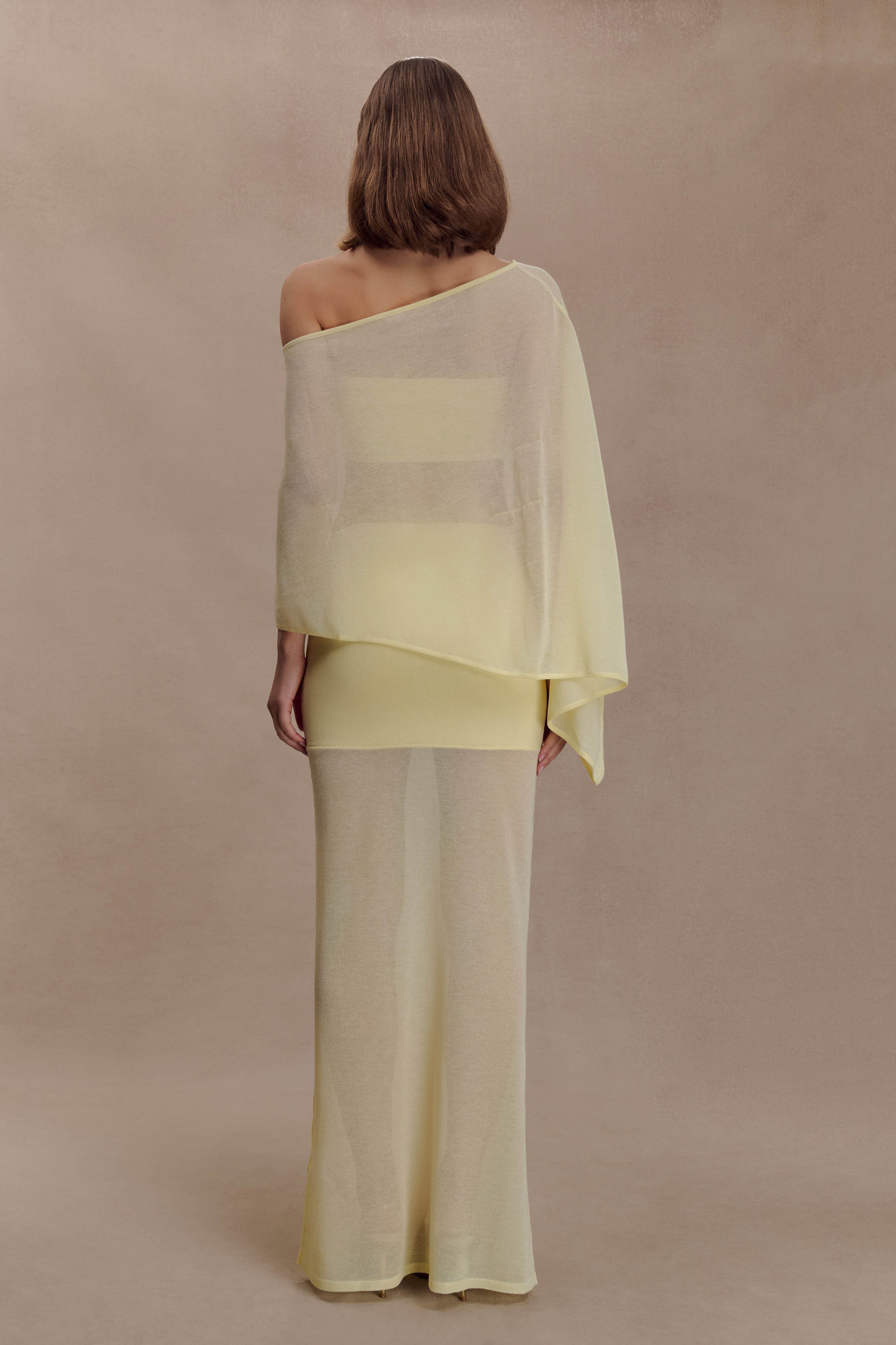 Lyra Sheer Knit Cape - Lemon