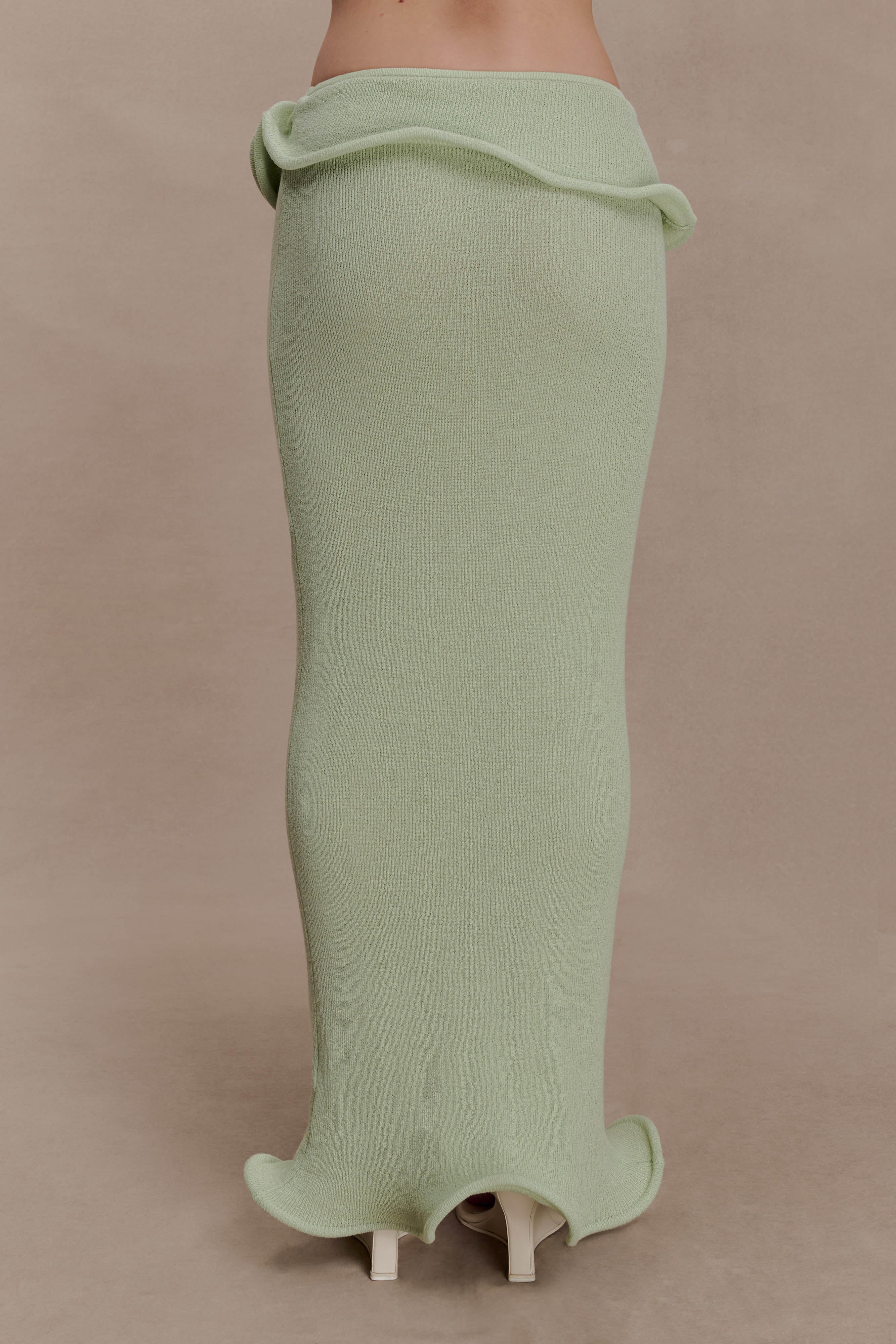 Samira Knit Wired Maxi Skirt - Pastel Green