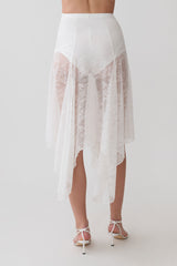 Haime Lace Hankie Midi Skirt - Ivory