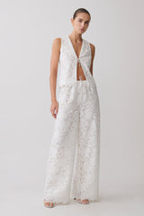 Tessa Broderie Straight Leg Pants - White