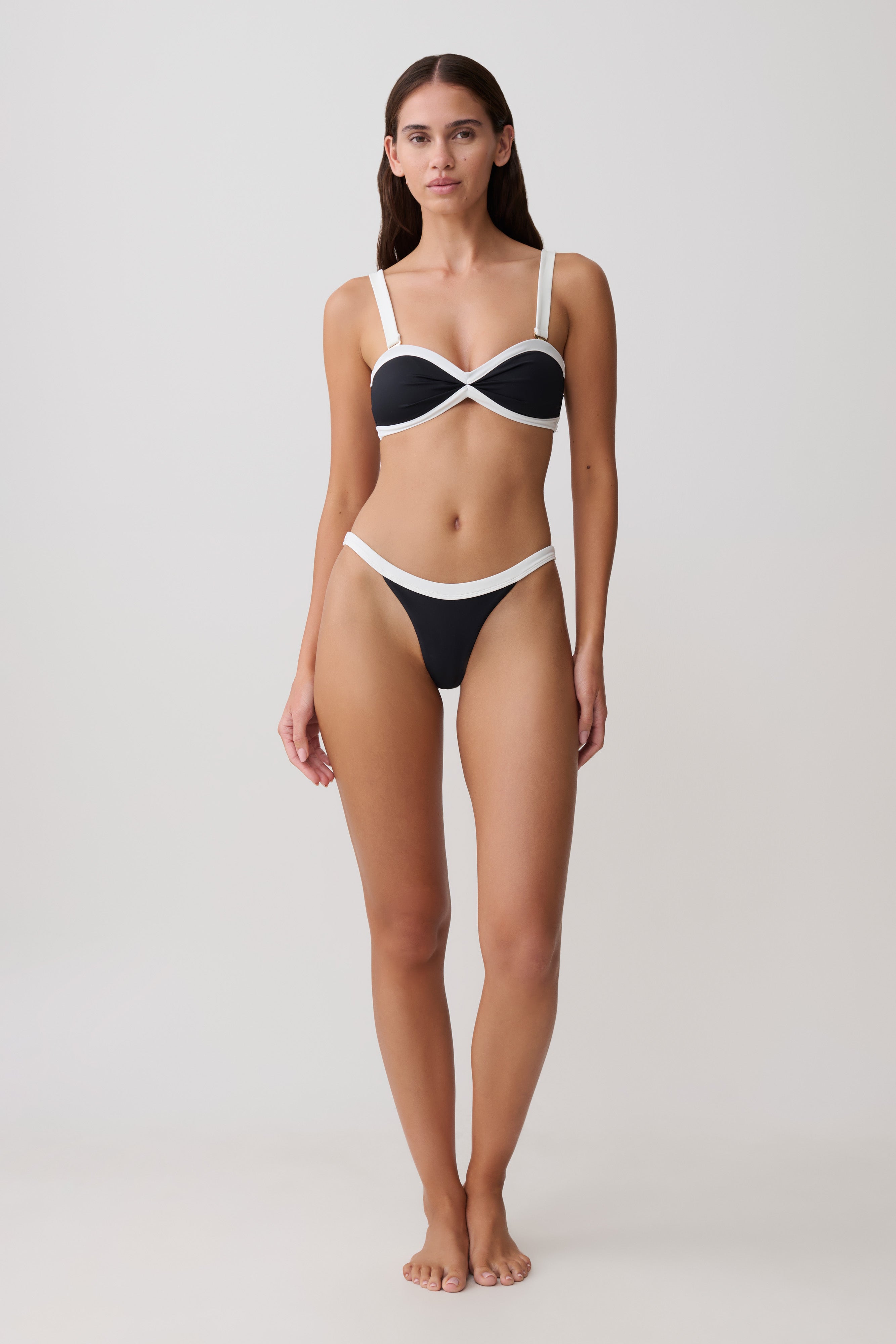 Isla Thong Bikini Bottom - Black/White