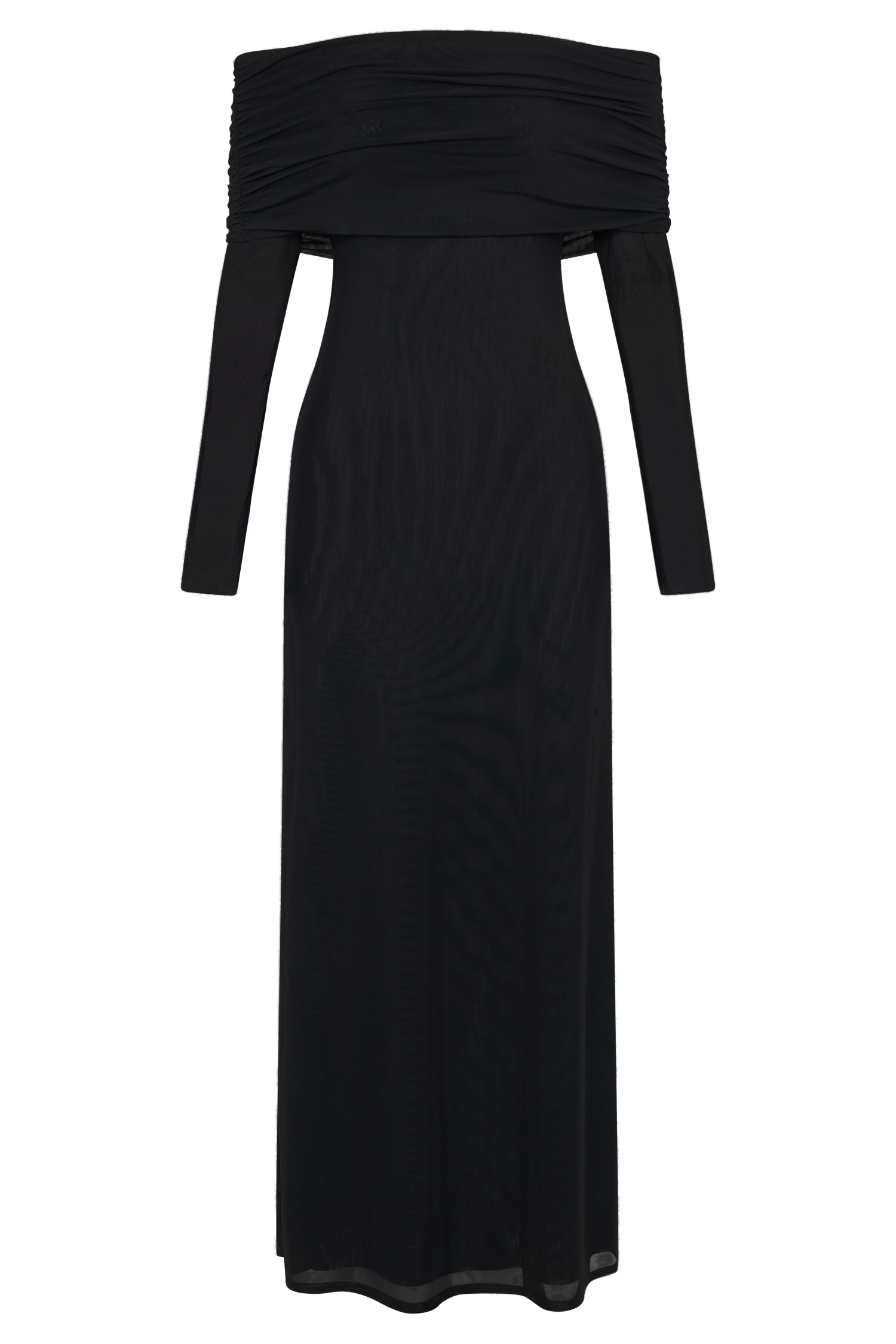 Josie Off Shoulder Mesh Maxi Dress - Black