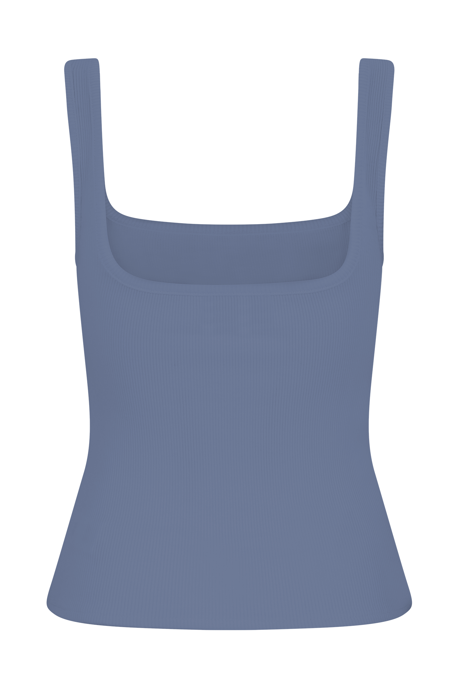 Aisling Ribbed Square Neck Sleeveless Top - Cornflower Blue