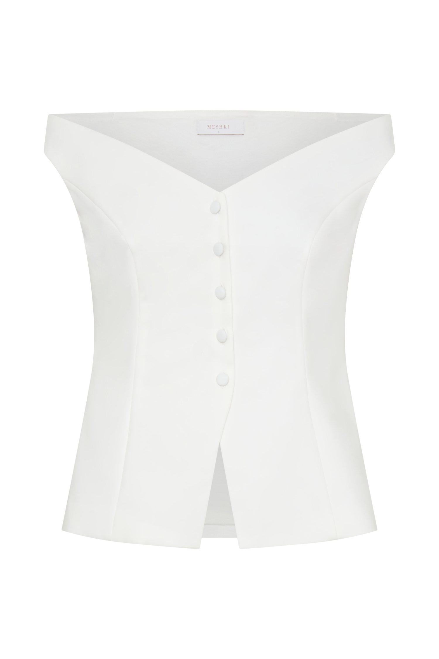 Billie Off Shoulder Sleeveless Button Top - White