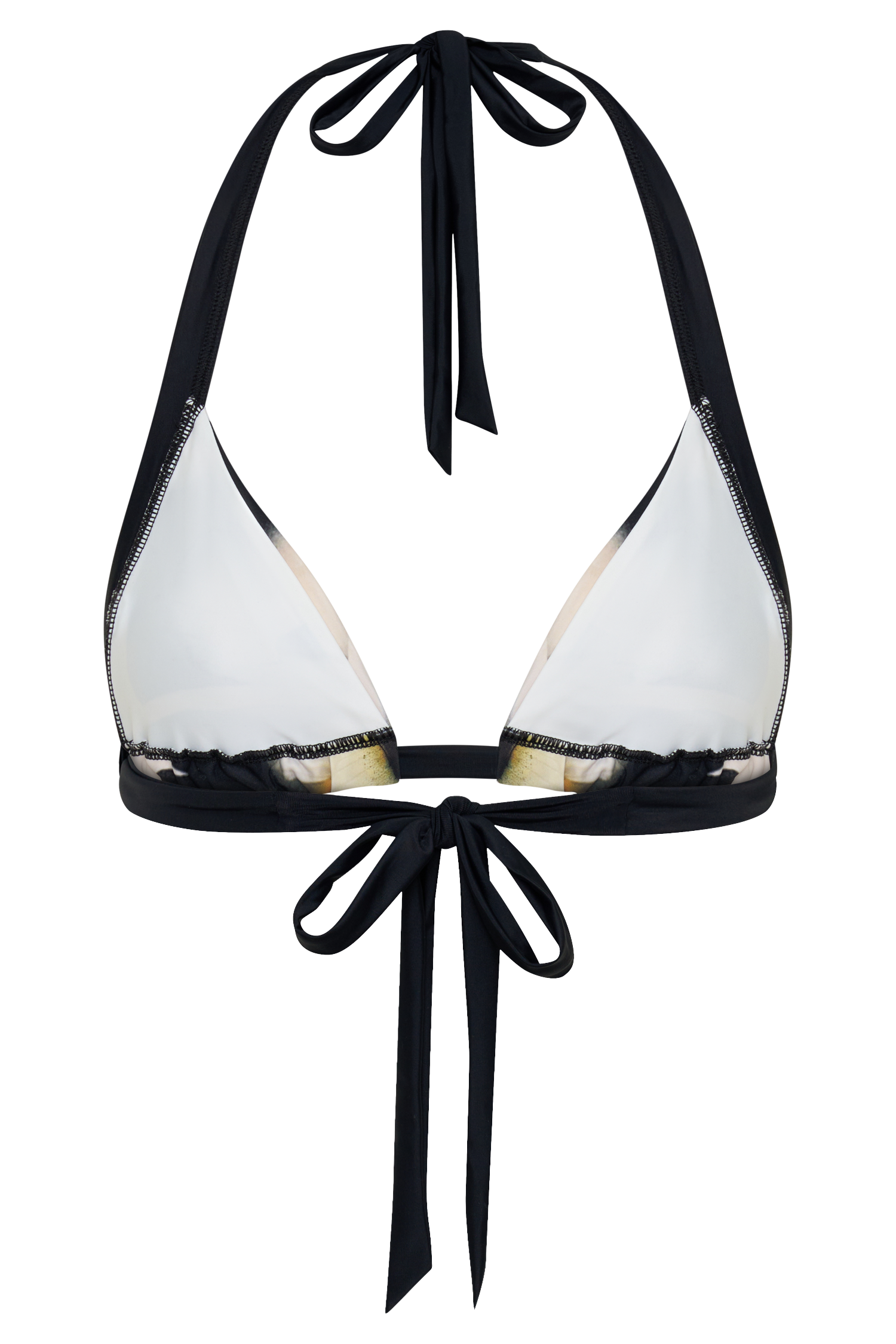 Fern Triangle Bikini Top - Ivory Oversized Floral Print