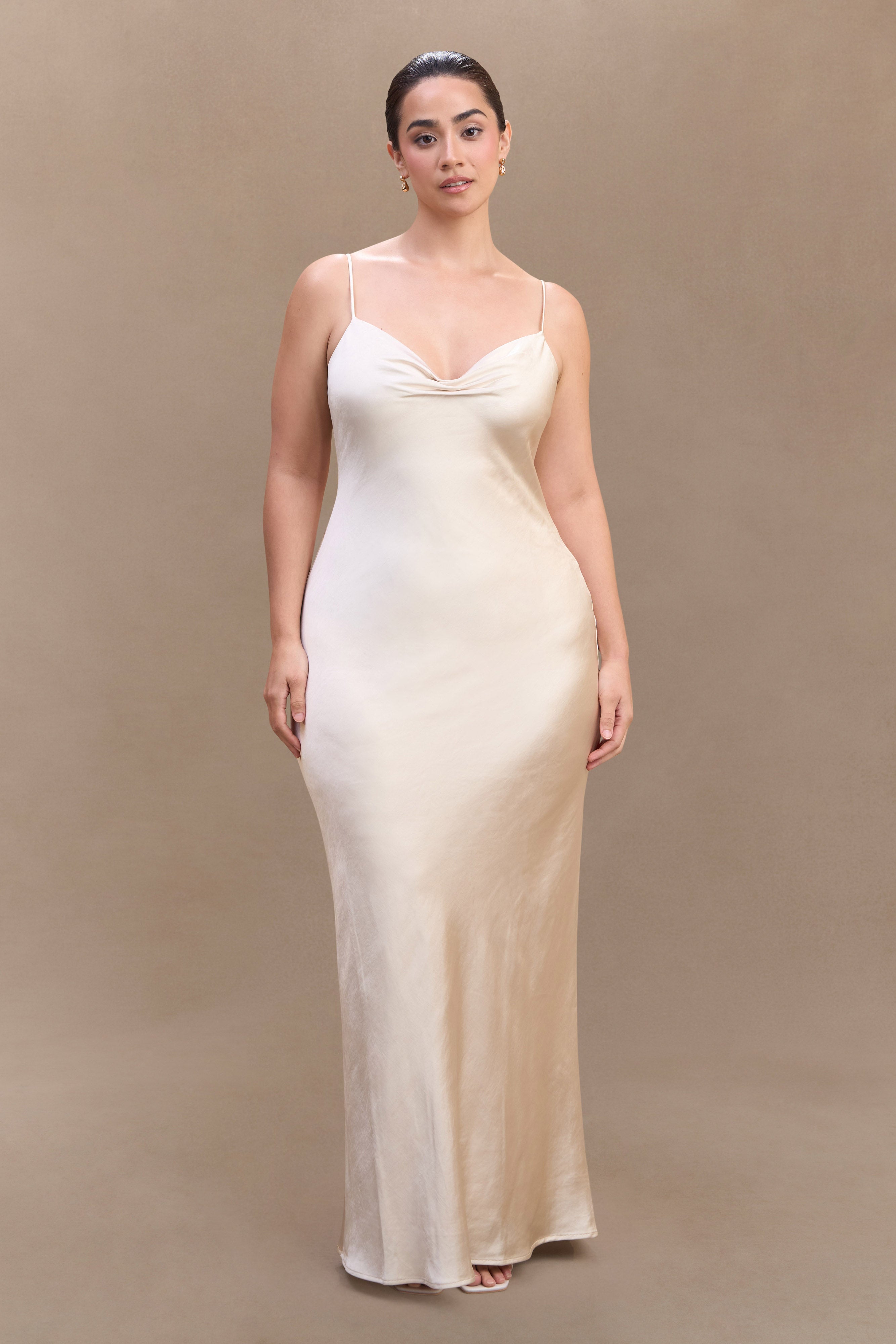 Lilly Sweetheart Satin Maxi Dress - Blush Gold